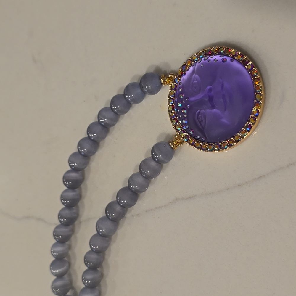 Iridescent Moon Pendant Necklace